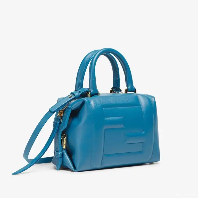 Cheap HOT Blue Bag Leather Fendi In Mini FF Cube Nappa 0503